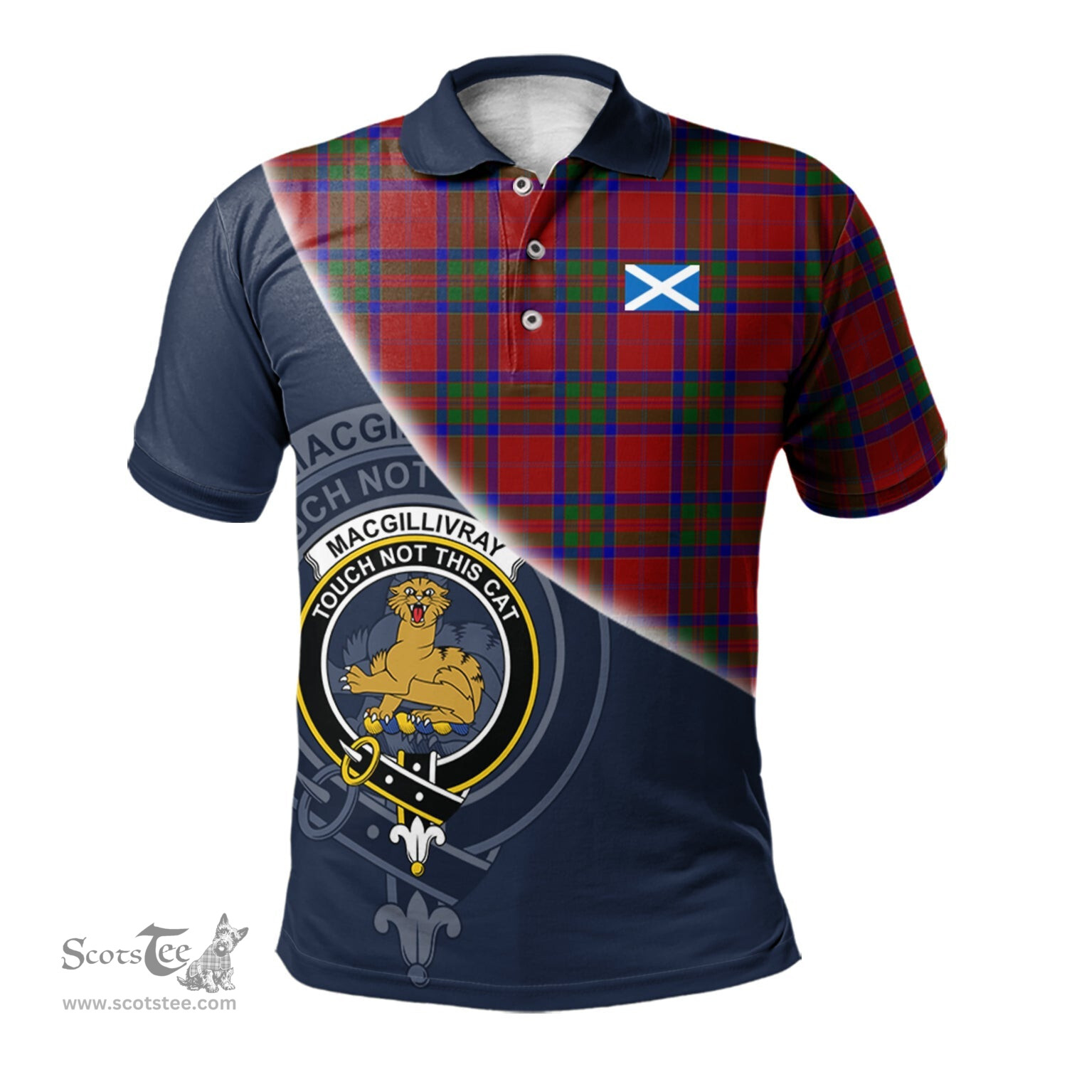 Scottish MacGillivray Clan Scotland Golf Plaid Polo Shirt with Scottish Flag Tartan Mens Polo Shirts Scottish Plaid Tartan Plaid - ScotsTee - scotstee.com