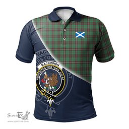 Scottish MacKinnon Hunting Ancient Clan Scotland Golf Plaid Polo Shirt with Scottish Flag Tartan Mens Polo Shirts Scottish Plaid Tartan Plaid - ScotsTee - scotstee.com