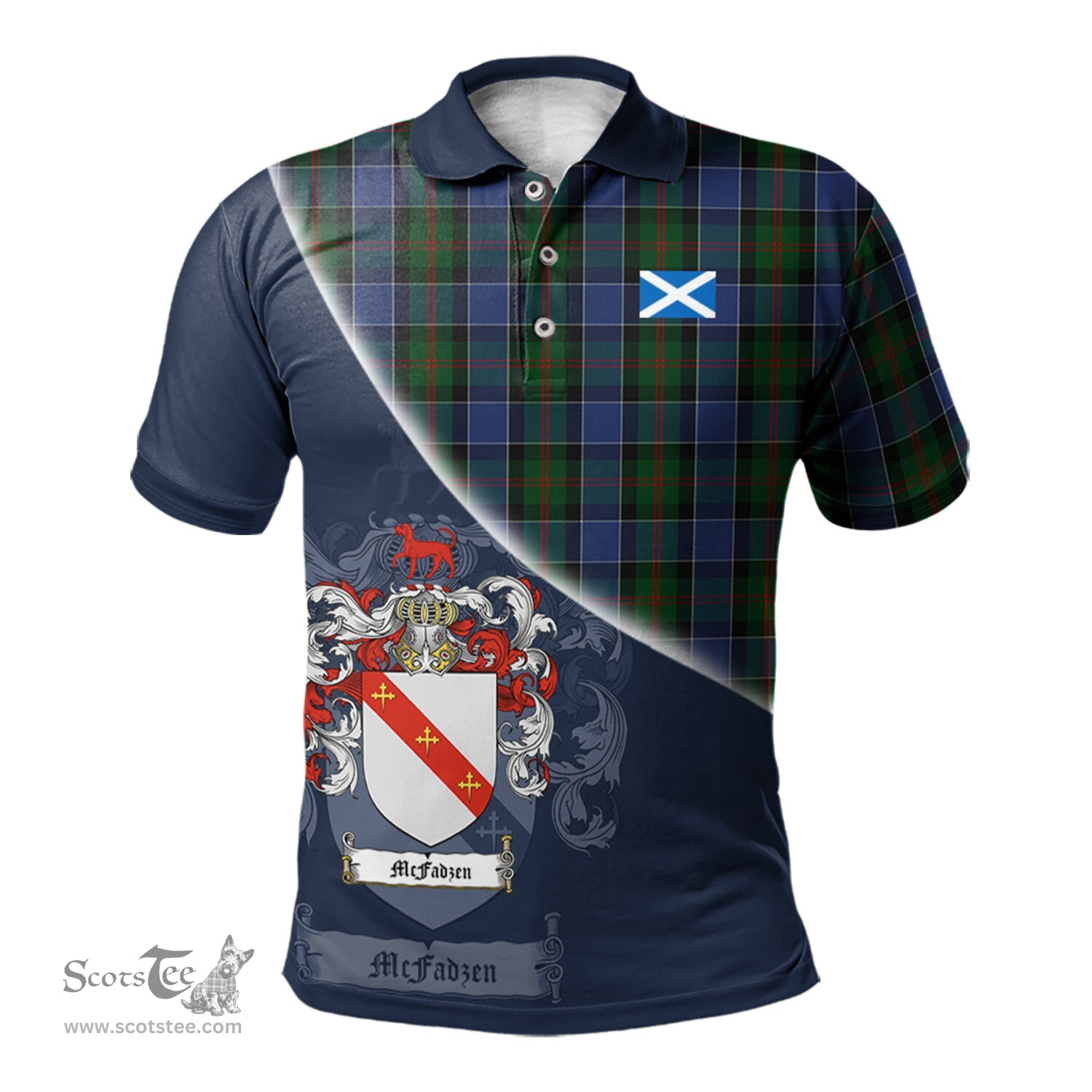 Scottish McFadzen 01 Clan Scotland Golf Plaid Polo Shirt with Scottish Flag Tartan Mens Polo Shirts Scottish Plaid Tartan Plaid - ScotsTee - scotstee.com
