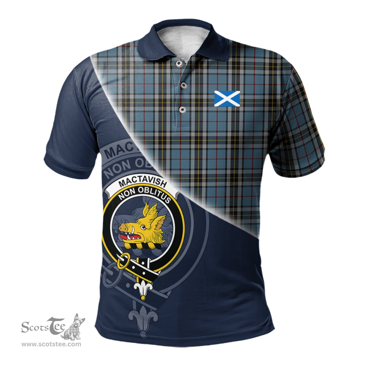 Scottish MacTavish Dress Clan Scotland Golf Plaid Polo Shirt with Scottish Flag Tartan Mens Polo Shirts Scottish Plaid Tartan Plaid - ScotsTee - scotstee.com