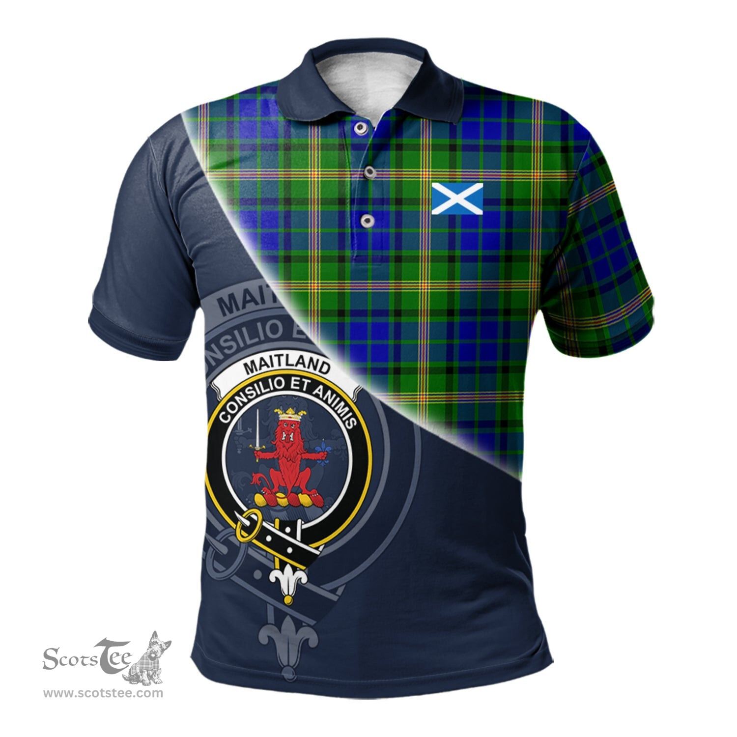 Scottish Maitland Clan Scotland Golf Plaid Polo Shirt with Scottish Flag Tartan Mens Polo Shirts Scottish Plaid Tartan Plaid - ScotsTee - scotstee.com