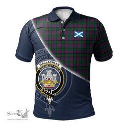 Scottish MacLachlan Hunting Clan Scotland Golf Plaid Polo Shirt with Scottish Flag Tartan Mens Polo Shirts Scottish Plaid Tartan Plaid - ScotsTee - scotstee.com