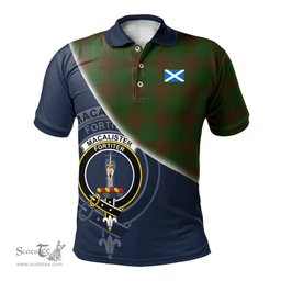 Scottish MacAlister of Glenbarr Hunting Clan Scotland Golf Plaid Polo Shirt with Scottish Flag Tartan Mens Polo Shirts Scottish Plaid Tartan Plaid - ScotsTee - scotstee.com