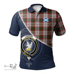 Scottish Lindsay Dress Red Clan Scotland Golf Plaid Polo Shirt with Scottish Flag Tartan Mens Polo Shirts Scottish Plaid Tartan Plaid - ScotsTee - scotstee.com