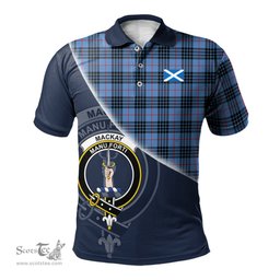 Scottish MacKay Blue Clan Scotland Golf Plaid Polo Shirt with Scottish Flag Tartan Mens Polo Shirts Scottish Plaid Tartan Plaid - ScotsTee - scotstee.com