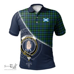 Scottish Lamont Clan Scotland Golf Plaid Polo Shirt with Scottish Flag Tartan Mens Polo Shirts Scottish Plaid Tartan Plaid - ScotsTee - scotstee.com
