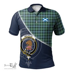 Scottish Melville Ancient Clan Scotland Golf Plaid Polo Shirt with Scottish Flag Tartan Mens Polo Shirts Scottish Plaid Tartan Plaid - ScotsTee - scotstee.com
