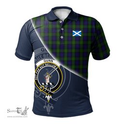 Scottish Gunn Clan Scotland Golf Plaid Polo Shirt with Scottish Flag Tartan Mens Polo Shirts Scottish Plaid Tartan Plaid - ScotsTee - scotstee.com