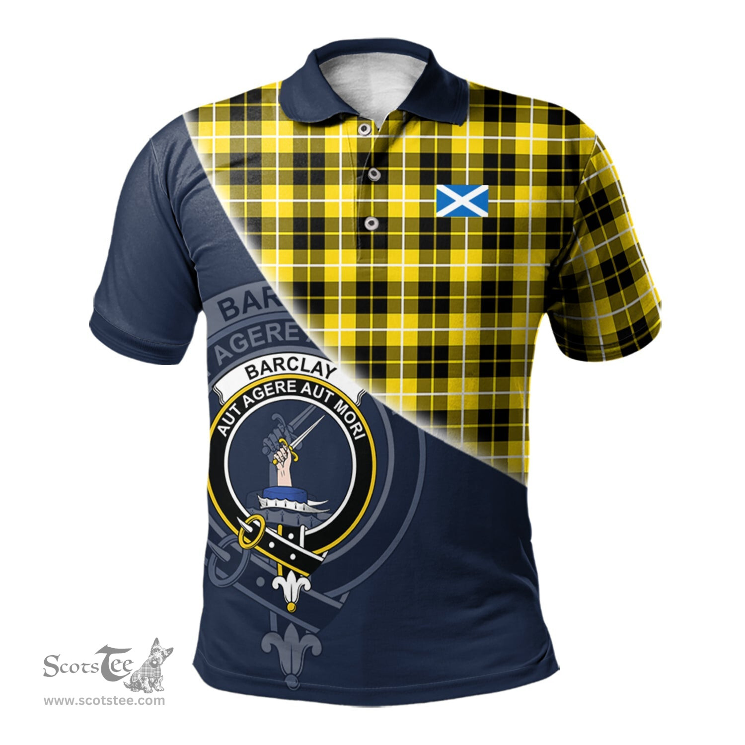 Scottish Barclay Dress Modern Clan Scotland Golf Plaid Polo Shirt with Scottish Flag Tartan Mens Polo Shirts Scottish Plaid Tartan Plaid - ScotsTee - scotstee.com