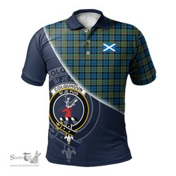 Scottish Colquhoun Ancient Clan Scotland Golf Plaid Polo Shirt with Scottish Flag Tartan Mens Polo Shirts Scottish Plaid Tartan Plaid - ScotsTee - scotstee.com