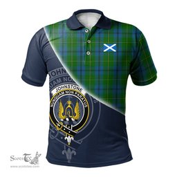Scottish Johnstone Clan Scotland Golf Plaid Polo Shirt with Scottish Flag Tartan Mens Polo Shirts Scottish Plaid Tartan Plaid - ScotsTee - scotstee.com