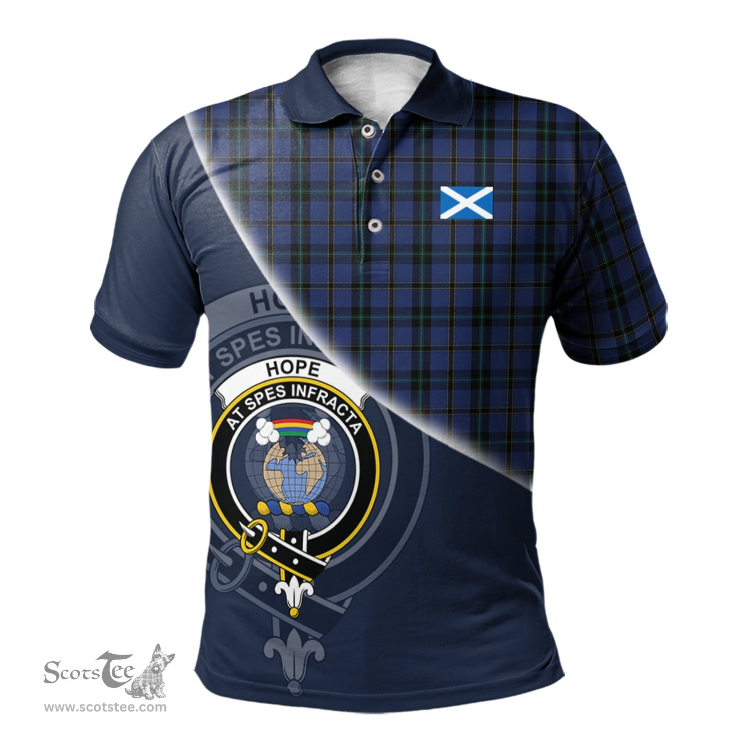 Scottish Hope (Vere - Weir) Clan Scotland Golf Plaid Polo Shirt with Scottish Flag Tartan Mens Polo Shirts Scottish Plaid Tartan Plaid - ScotsTee - scotstee.com