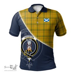 Scottish Houston Clan Scotland Golf Plaid Polo Shirt with Scottish Flag Tartan Mens Polo Shirts Scottish Plaid Tartan Plaid - ScotsTee - scotstee.com