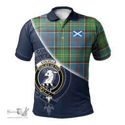 Scottish Colville Clan Scotland Golf Plaid Polo Shirt with Scottish Flag Tartan Mens Polo Shirts Scottish Plaid Tartan Plaid - ScotsTee - scotstee.com