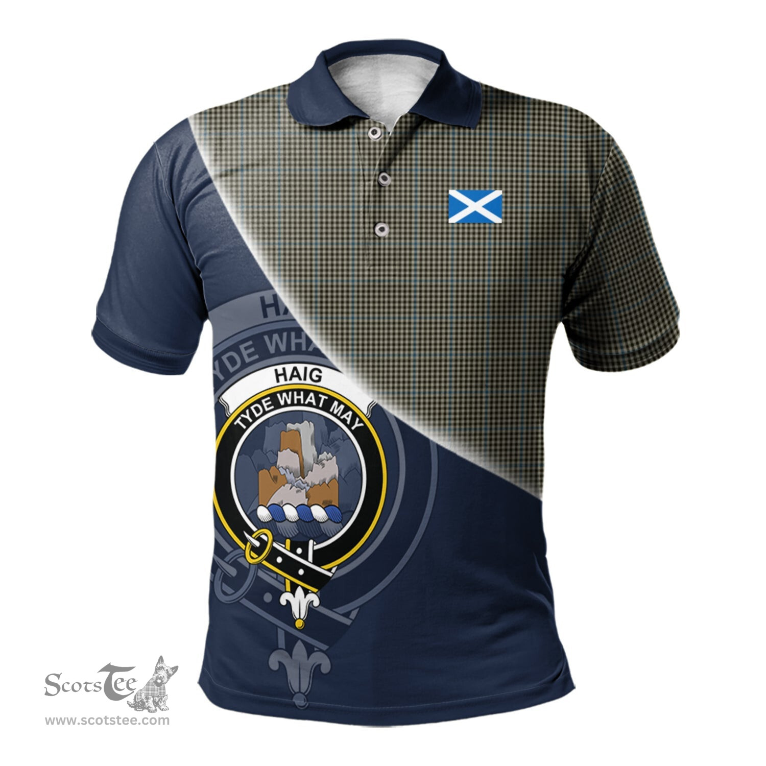 Scottish Haig Clan Scotland Golf Plaid Polo Shirt with Scottish Flag Tartan Mens Polo Shirts Scottish Plaid Tartan Plaid - ScotsTee - scotstee.com