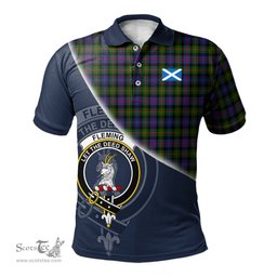 Scottish Fleming Clan Scotland Golf Plaid Polo Shirt with Scottish Flag Tartan Mens Polo Shirts Scottish Plaid Tartan Plaid - ScotsTee - scotstee.com