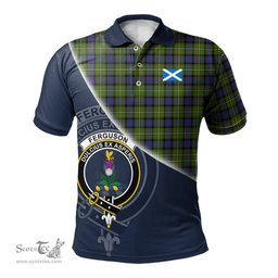 Scottish Ferguson Modern Clan Scotland Golf Plaid Polo Shirt with Scottish Flag Tartan Mens Polo Shirts Scottish Plaid Tartan Plaid - ScotsTee - scotstee.com