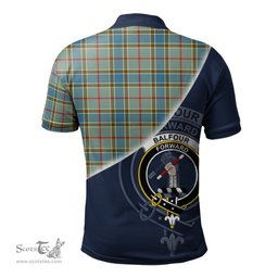 Scottish Balfour Blue Clan Scotland Golf Plaid Polo Shirt with Scottish Flag Tartan Mens Polo Shirts Scottish Plaid Tartan Plaid - ScotsTee - scotstee.com