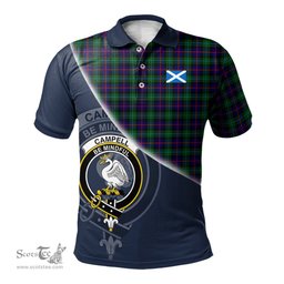 Scottish Campbell of Cawdor Modern Clan Scotland Golf Plaid Polo Shirt with Scottish Flag Tartan Mens Polo Shirts Scottish Plaid Tartan Plaid - ScotsTee - scotstee.com