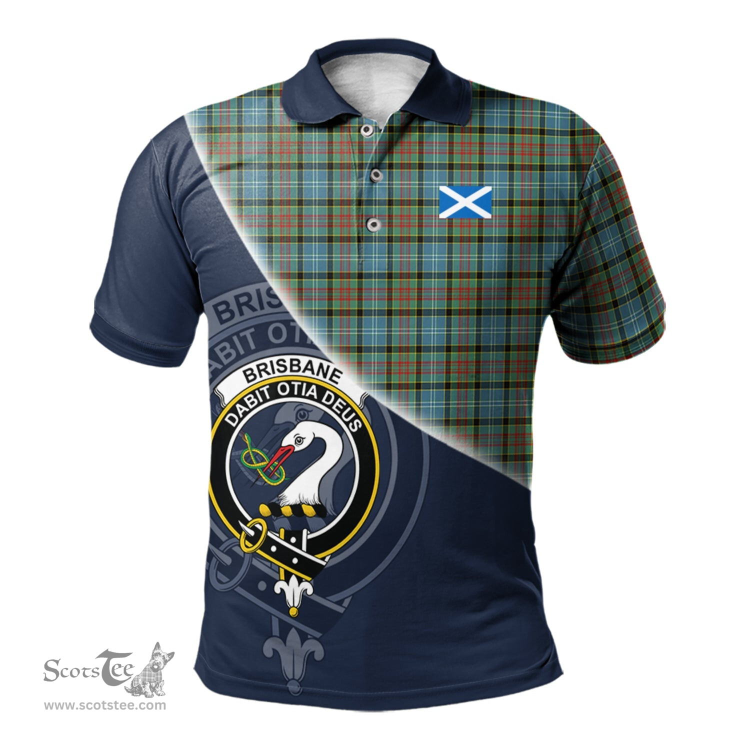 Scottish Brisbane modern Clan Scotland Golf Plaid Polo Shirt with Scottish Flag Tartan Mens Polo Shirts Scottish Plaid Tartan Plaid - ScotsTee - scotstee.com