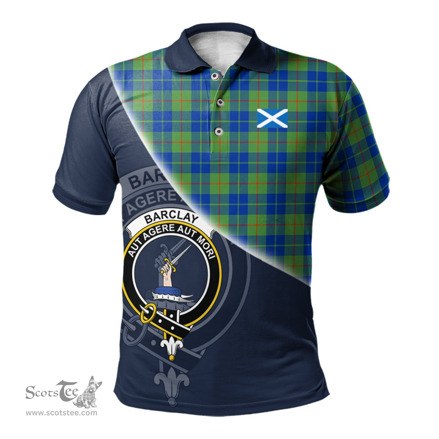 Scottish Barclay Hunting Ancient Clan Scotland Golf Plaid Polo Shirt with Scottish Flag Tartan Mens Polo Shirts Scottish Plaid Tartan Plaid - ScotsTee - scotstee.com