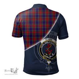 Scottish Clark Red Clan Scotland Golf Plaid Polo Shirt with Scottish Flag Tartan Mens Polo Shirts Scottish Plaid Tartan Plaid - ScotsTee - scotstee.com