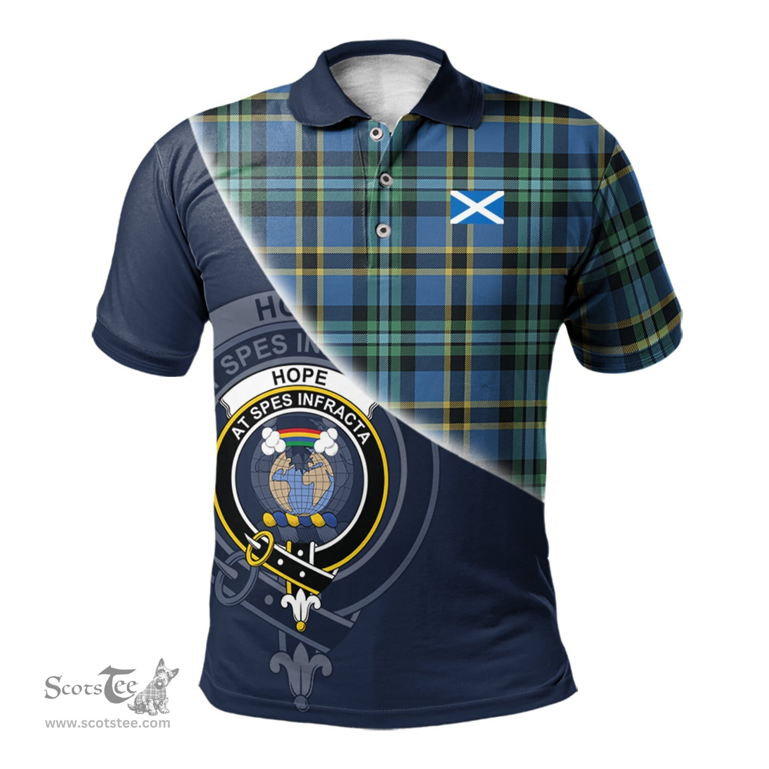 Scottish Hope Ancient Clan Scotland Golf Plaid Polo Shirt with Scottish Flag Tartan Mens Polo Shirts Scottish Plaid Tartan Plaid - ScotsTee - scotstee.com