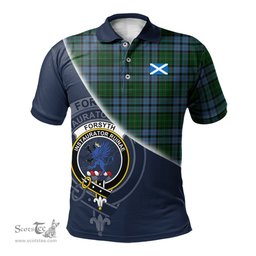 Scottish Forsyth Clan Scotland Golf Plaid Polo Shirt with Scottish Flag Tartan Mens Polo Shirts Scottish Plaid Tartan Plaid - ScotsTee - scotstee.com