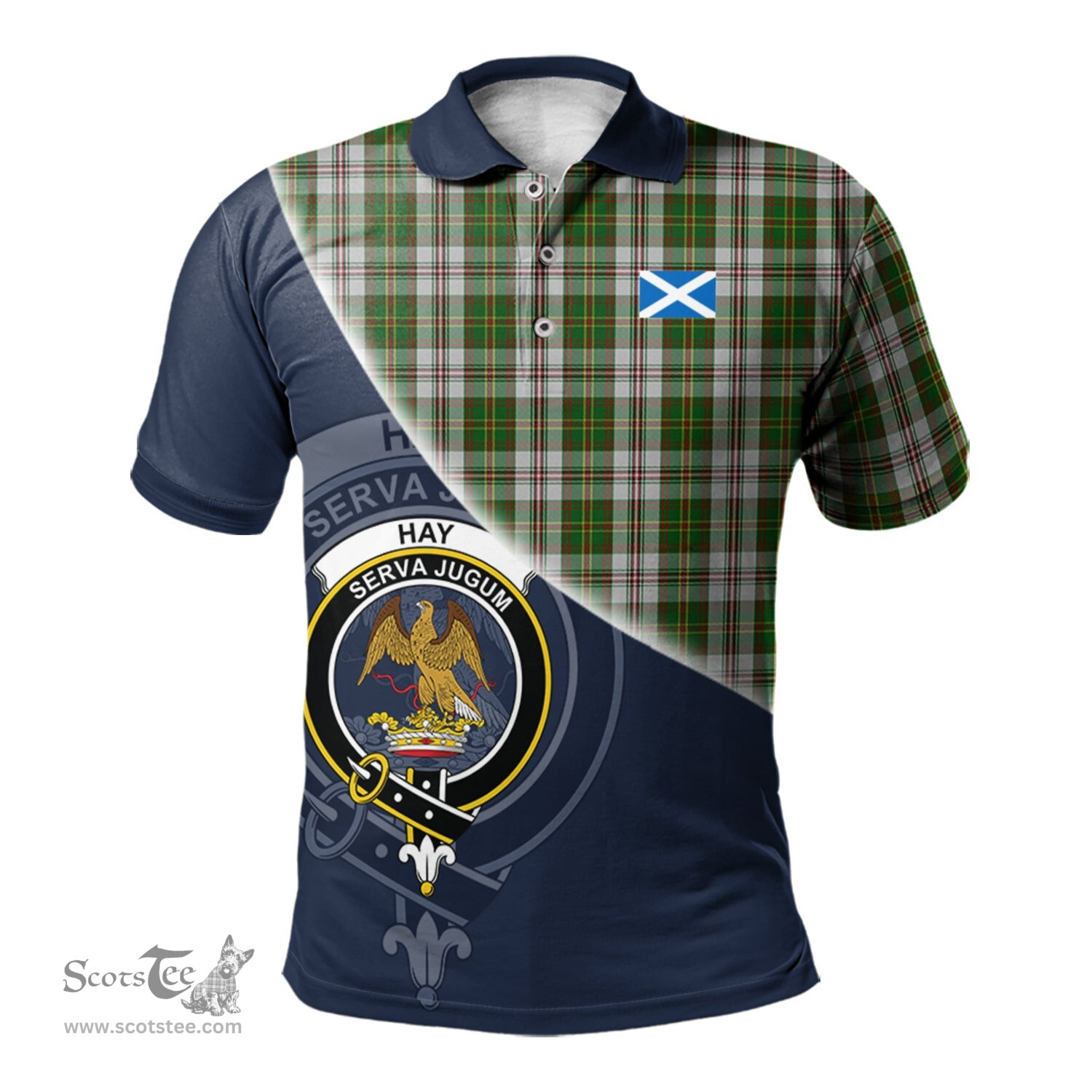Scottish Hay White Dress Clan Scotland Golf Plaid Polo Shirt with Scottish Flag Tartan Mens Polo Shirts Scottish Plaid Tartan Plaid - ScotsTee - scotstee.com