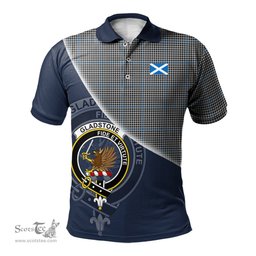 Scottish Gladstone Clan Scotland Golf Plaid Polo Shirt with Scottish Flag Tartan Mens Polo Shirts Scottish Plaid Tartan Plaid - ScotsTee - scotstee.com