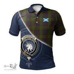 Scottish Cunningham Hunting Modern Clan Scotland Golf Plaid Polo Shirt with Scottish Flag Tartan Mens Polo Shirts Scottish Plaid Tartan Plaid - ScotsTee - scotstee.com