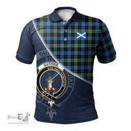 Scottish Guthrie Ancient Clan Scotland Golf Plaid Polo Shirt with Scottish Flag Tartan Mens Polo Shirts Scottish Plaid Tartan Plaid - ScotsTee - scotstee.com