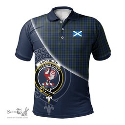 Scottish Cockburn Blue Clan Scotland Golf Plaid Polo Shirt with Scottish Flag Tartan Mens Polo Shirts Scottish Plaid Tartan Plaid - ScotsTee - scotstee.com