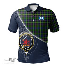 Scottish Farquharson Modern Clan Scotland Golf Plaid Polo Shirt with Scottish Flag Tartan Mens Polo Shirts Scottish Plaid Tartan Plaid - ScotsTee - scotstee.com