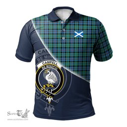 Scottish Campbell of Cawdor Ancient Clan Scotland Golf Plaid Polo Shirt with Scottish Flag Tartan Mens Polo Shirts Scottish Plaid Tartan Plaid - ScotsTee - scotstee.com