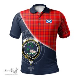 Scottish Burnett Modern Clan Scotland Golf Plaid Polo Shirt with Scottish Flag Tartan Mens Polo Shirts Scottish Plaid Tartan Plaid - ScotsTee - scotstee.com