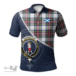 Scottish Dennistoun Clan Scotland Golf Plaid Polo Shirt with Scottish Flag Tartan Mens Polo Shirts Scottish Plaid Tartan Plaid - ScotsTee - scotstee.com