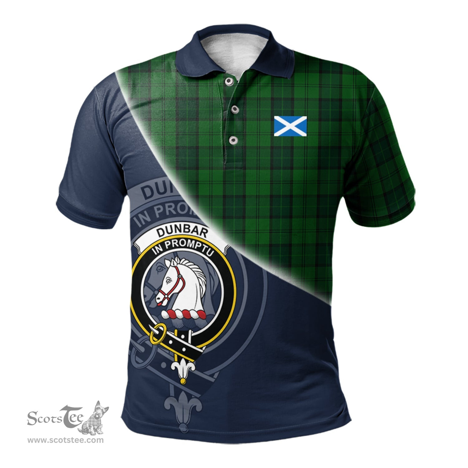 Scottish Dunbar Hunting Clan Scotland Golf Plaid Polo Shirt with Scottish Flag Tartan Mens Polo Shirts Scottish Plaid Tartan Plaid - ScotsTee - scotstee.com