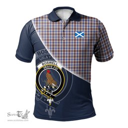 Scottish Boswell Clan Scotland Golf Plaid Polo Shirt with Scottish Flag Tartan Mens Polo Shirts Scottish Plaid Tartan Plaid - ScotsTee - scotstee.com