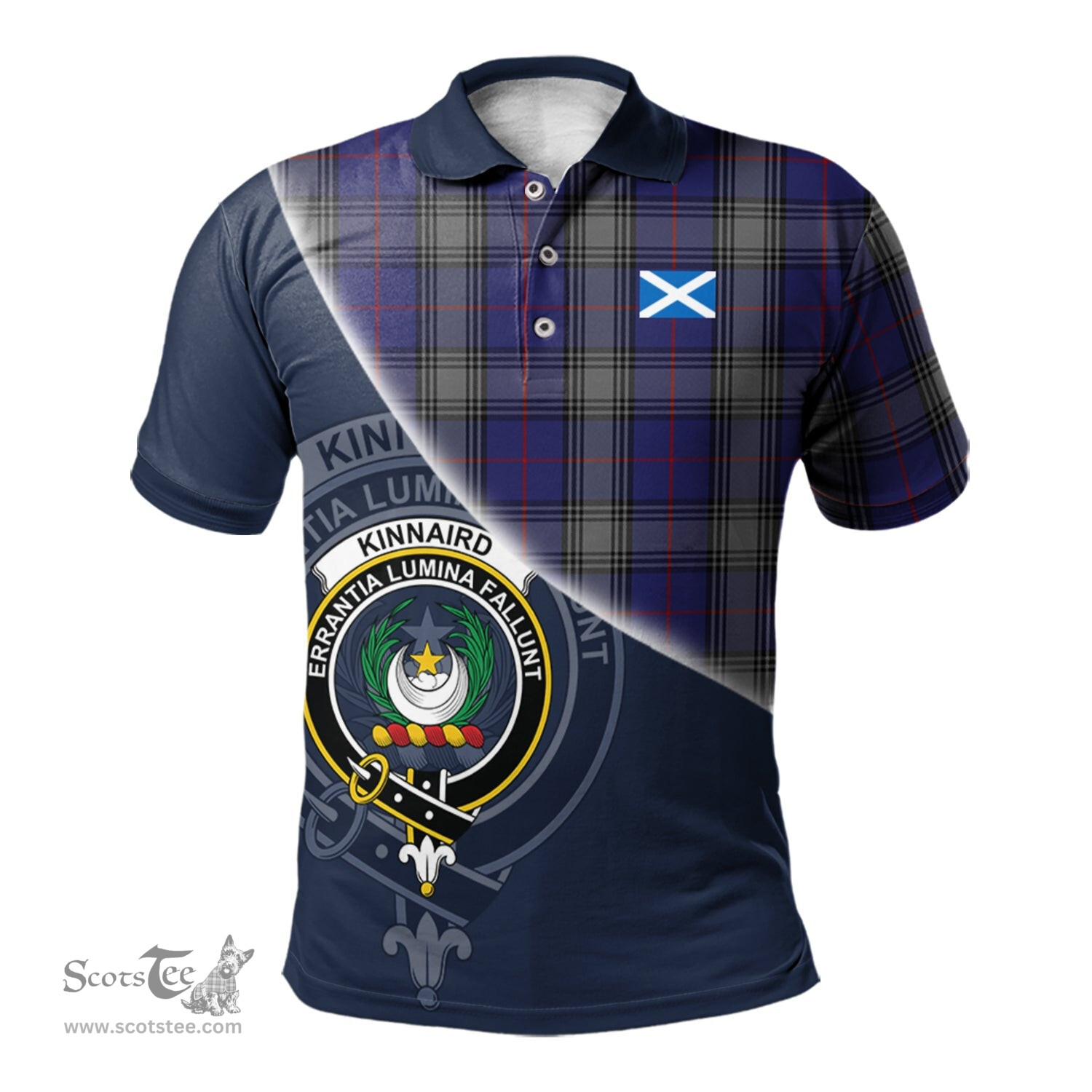 Scottish Kinnaird Clan Scotland Golf Plaid Polo Shirt with Scottish Flag Tartan Mens Polo Shirts Scottish Plaid Tartan Plaid - ScotsTee - scotstee.com
