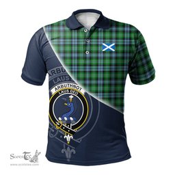 Scottish Arbuthnot Ancient Clan Scotland Golf Plaid Polo Shirt with Scottish Flag Tartan Mens Polo Shirts Scottish Plaid Tartan Plaid - ScotsTee - scotstee.com