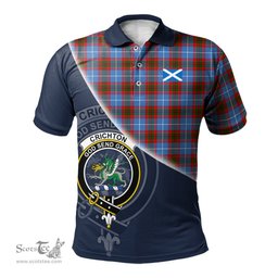 Scottish Crichton Clan Scotland Golf Plaid Polo Shirt with Scottish Flag Tartan Mens Polo Shirts Scottish Plaid Tartan Plaid - ScotsTee - scotstee.com