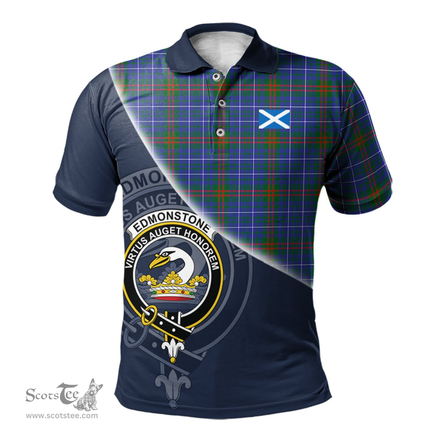 Scottish Edmonstone Clan Scotland Golf Plaid Polo Shirt with Scottish Flag Tartan Mens Polo Shirts Scottish Plaid Tartan Plaid - ScotsTee - scotstee.com