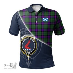 Scottish Armstrong Modern Clan Scotland Golf Plaid Polo Shirt with Scottish Flag Tartan Mens Polo Shirts Scottish Plaid Tartan Plaid - ScotsTee - scotstee.com