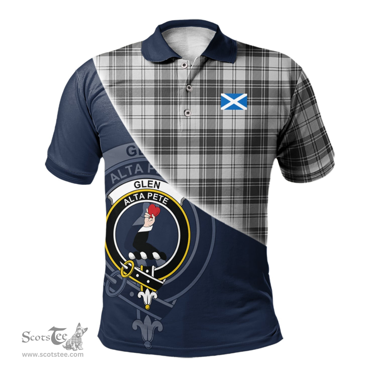 Scottish Glen Clan Scotland Golf Plaid Polo Shirt with Scottish Flag Tartan Mens Polo Shirts Scottish Plaid Tartan Plaid - ScotsTee - scotstee.com
