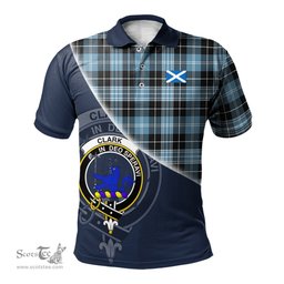 Scottish Clark (Lion) Ancient Clan Scotland Golf Plaid Polo Shirt with Scottish Flag Tartan Mens Polo Shirts Scottish Plaid Tartan Plaid - ScotsTee - scotstee.com