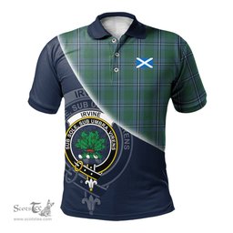 Scottish Irvine of Drum Clan Scotland Golf Plaid Polo Shirt with Scottish Flag Tartan Mens Polo Shirts Scottish Plaid Tartan Plaid - ScotsTee - scotstee.com