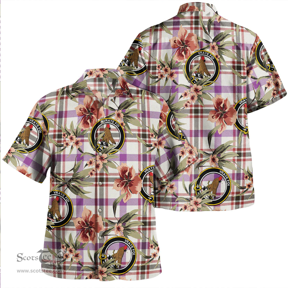 Scottish Boswell Dress Weathered Clan Tartan Hawaiian Shirt - Tropical Old Style Scottish Plaid Tartan Plaid