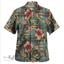 Scottish Bell of the Borders Weathered Clan Tartan Hawaiian Shirt - Tropical Old Style Scottish Plaid Tartan Plaid