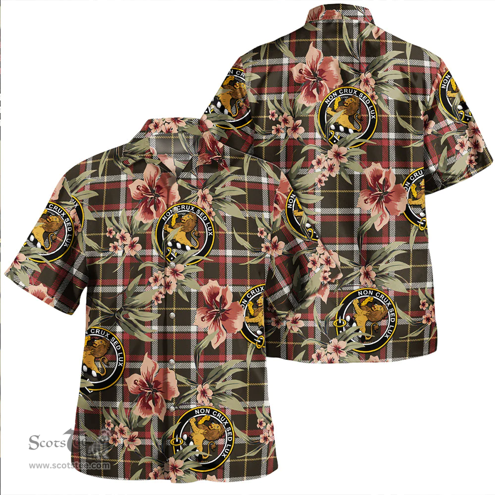 Scottish Black (DCD) Weathered Clan Tartan Hawaiian Shirt - Tropical Old Style Scottish Plaid Tartan Plaid